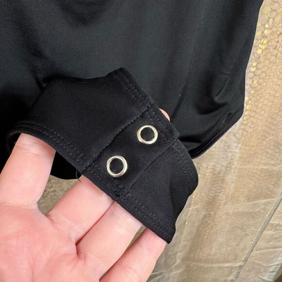 Express Black Cutout Body Contour High Neck Bodysuit Large - Picture 5 of 7